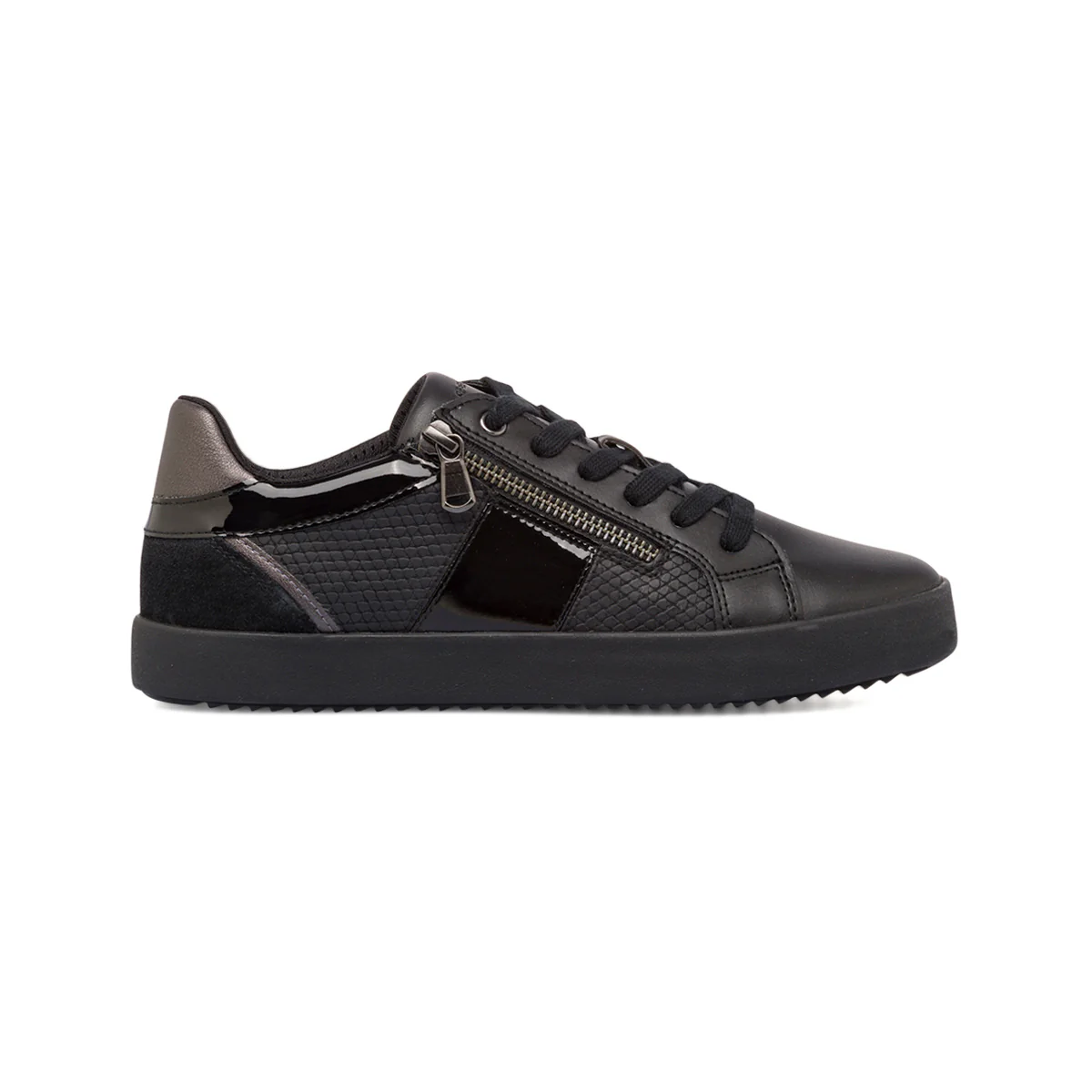 Sneakers traspiranti da donna nere in pelle Geox