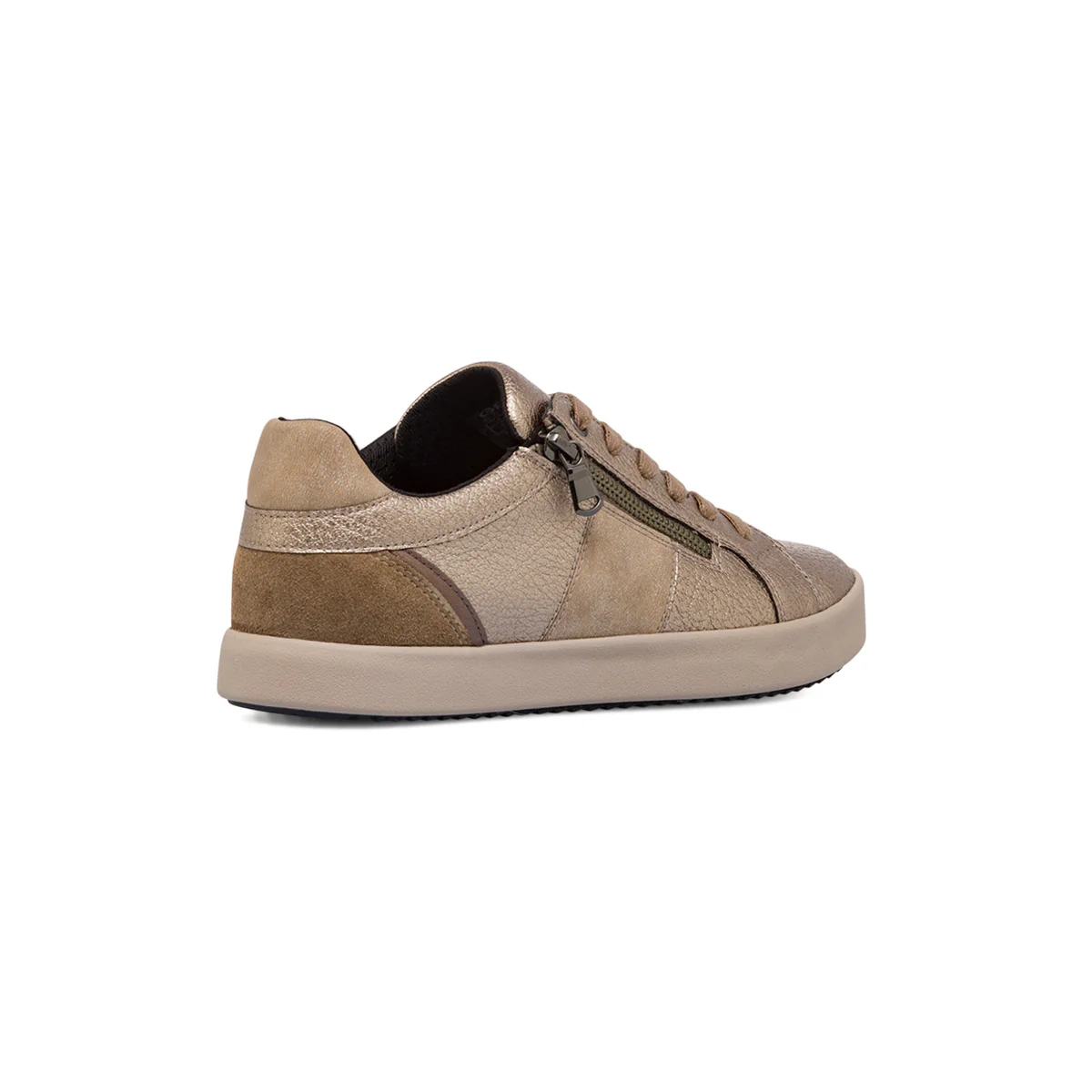 Sneakers traspiranti da donna taupe effetto metallizato in pelle Geox - Image 3