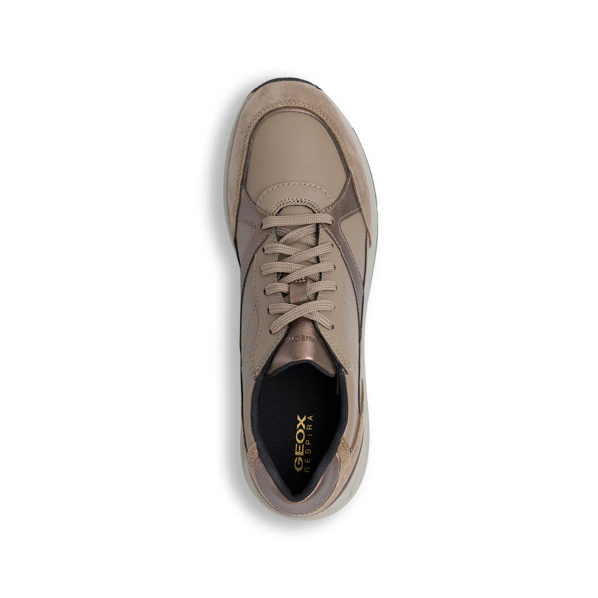 Sneakers traspiranti da donna taupe in pelle Geox - Image 4