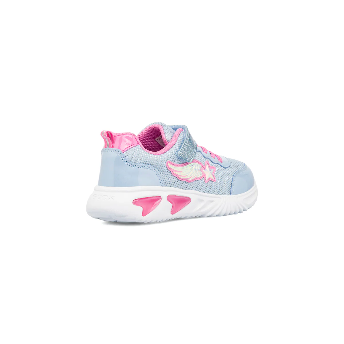 Sneakers traspiranti da ragazza Azzurre e Rosa con glitter e Luci Geox - Image 3