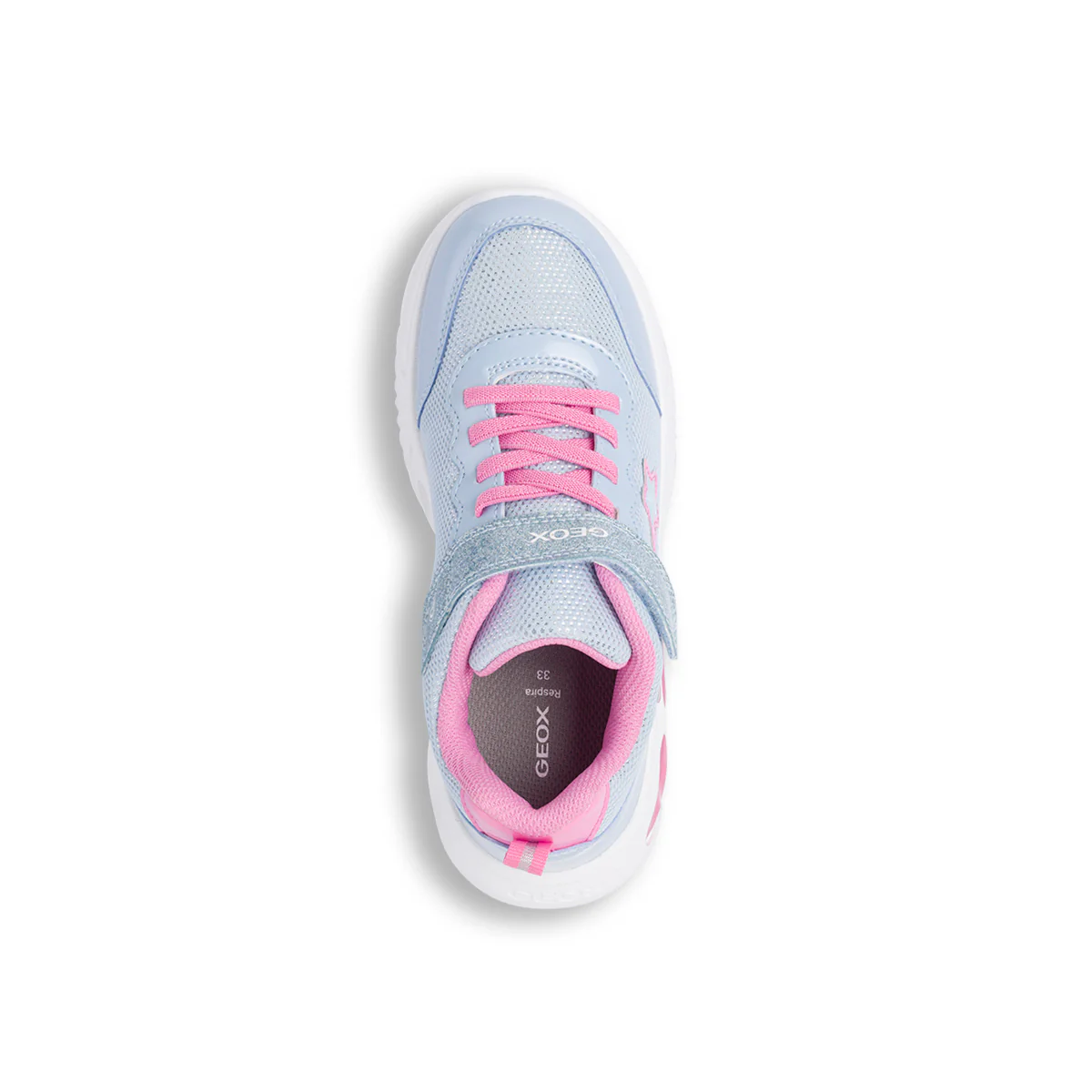 Sneakers traspiranti da ragazza Azzurre e Rosa con glitter e Luci Geox - Image 5