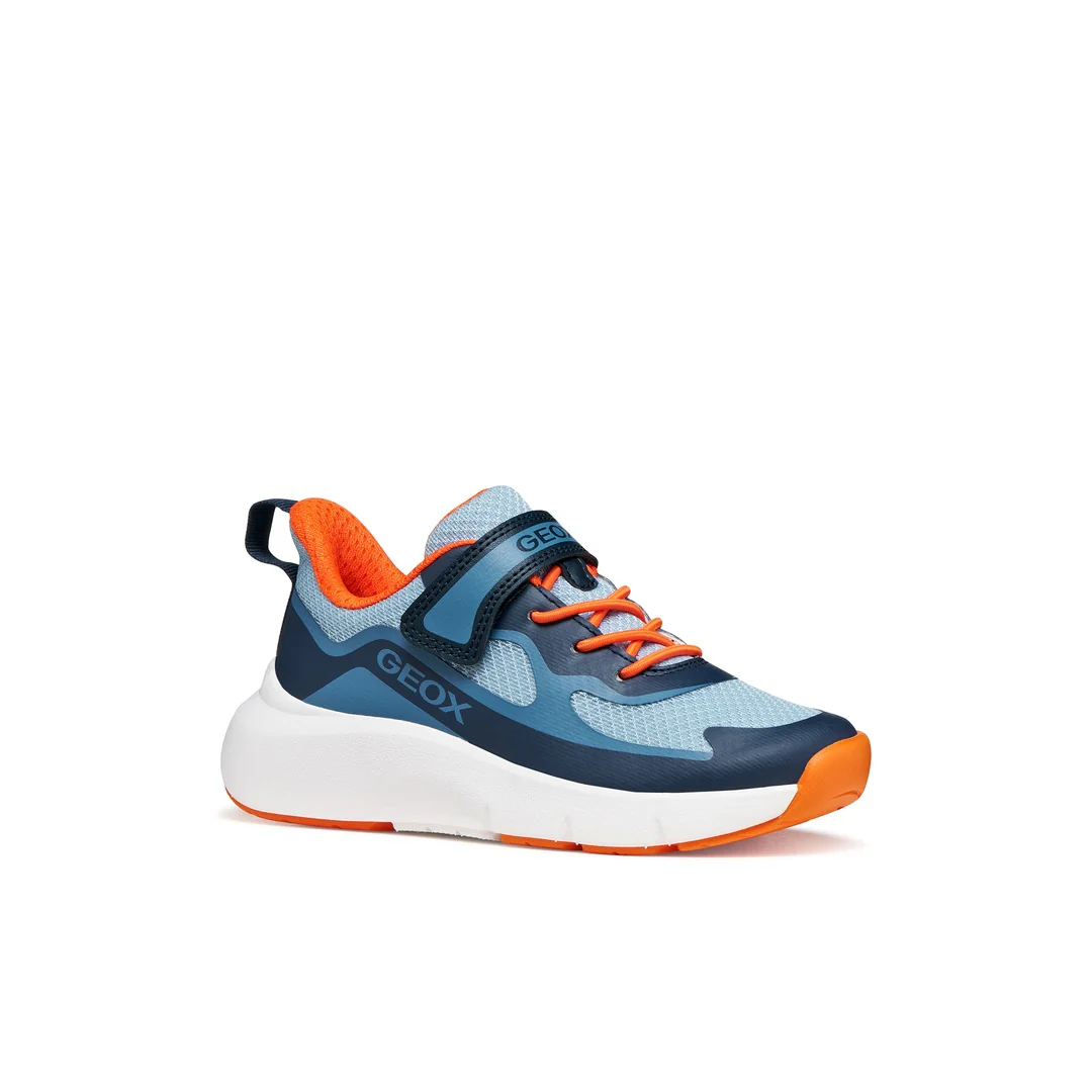 Sneakers traspiranti da Ragazzo blu e arancioni con strappo Geox - Image 2