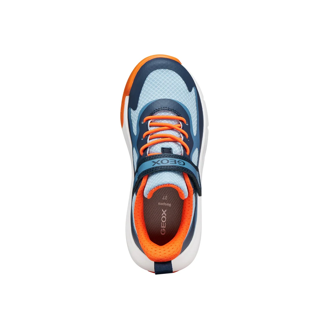 Sneakers traspiranti da Ragazzo blu e arancioni con strappo Geox - Image 5