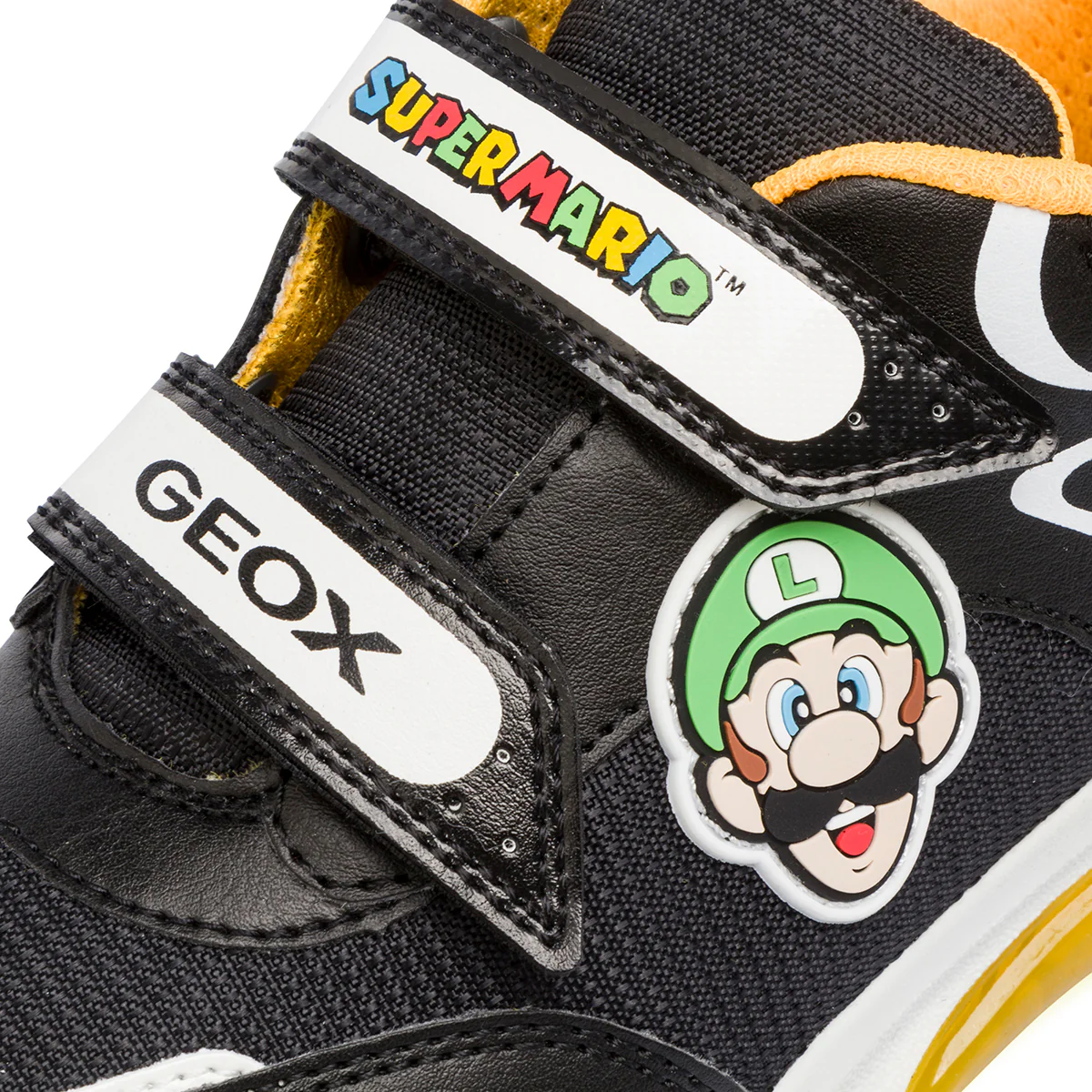 Sneakers traspiranti da ragazzo nere e arancioni con luci Geox Super Mario - Image 5