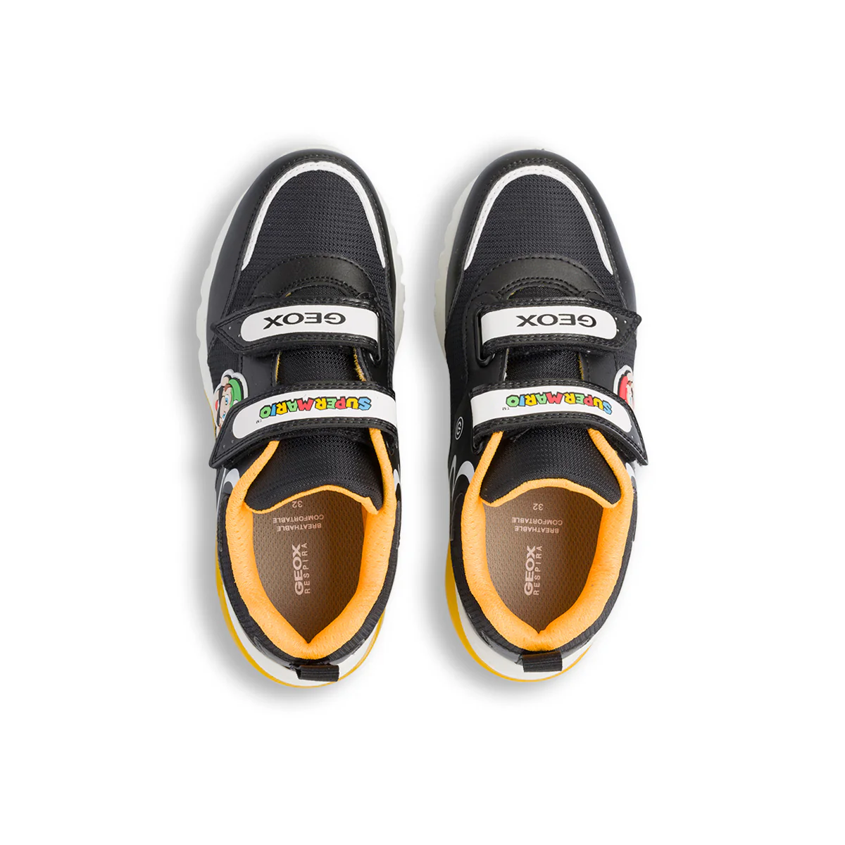 Sneakers traspiranti da ragazzo nere e arancioni con luci Geox Super Mario - Image 6