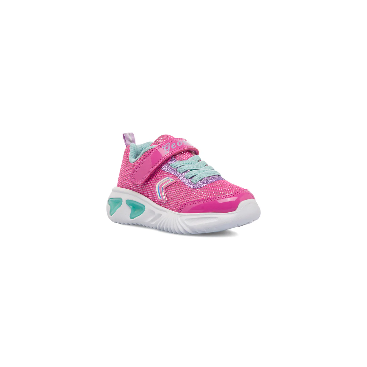 Sneakers traspiranti fucsia da bambina con luci nella suola Geox Assister - Image 2