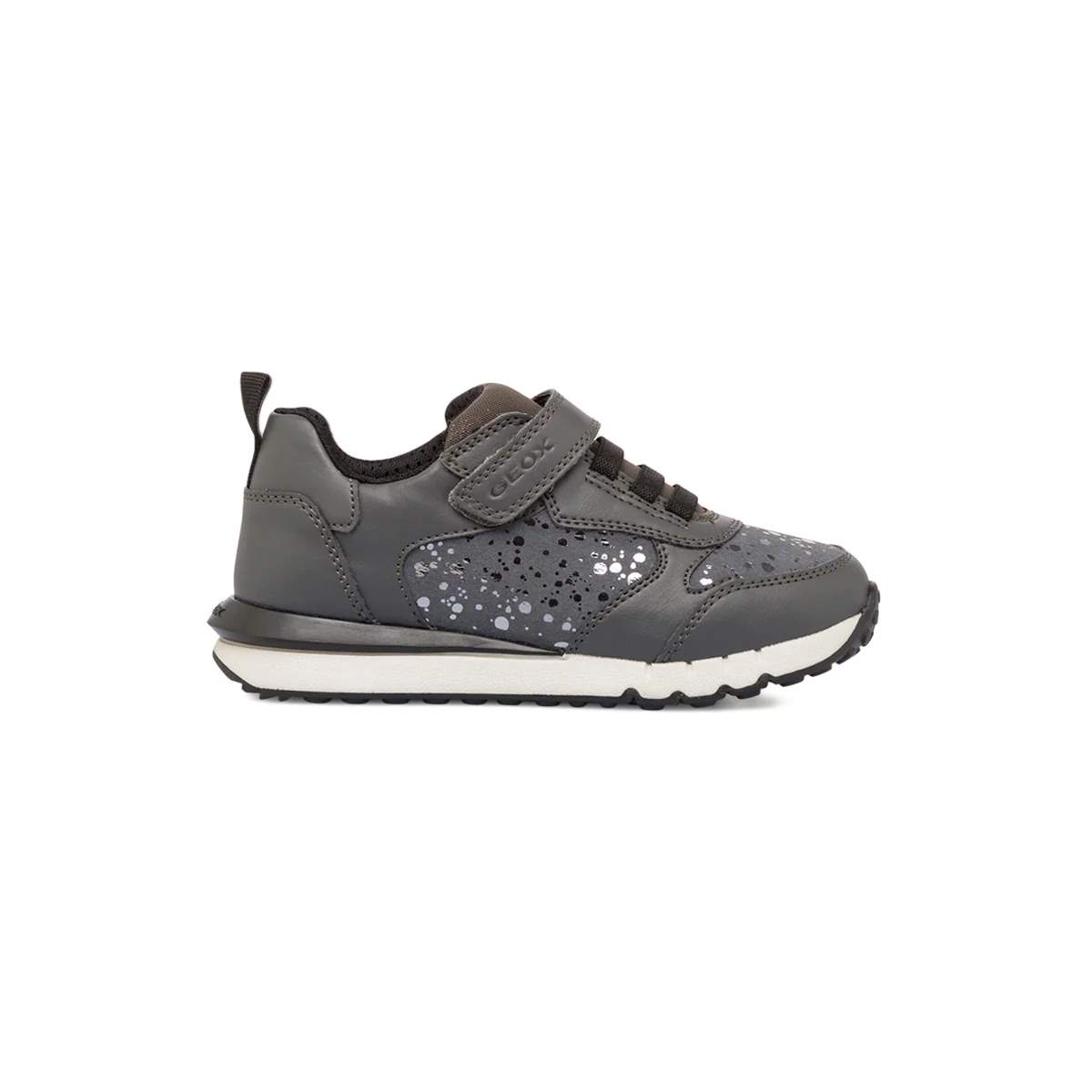 Sneakers traspiranti grigie da ragazza con dettagli metallizzati Geox