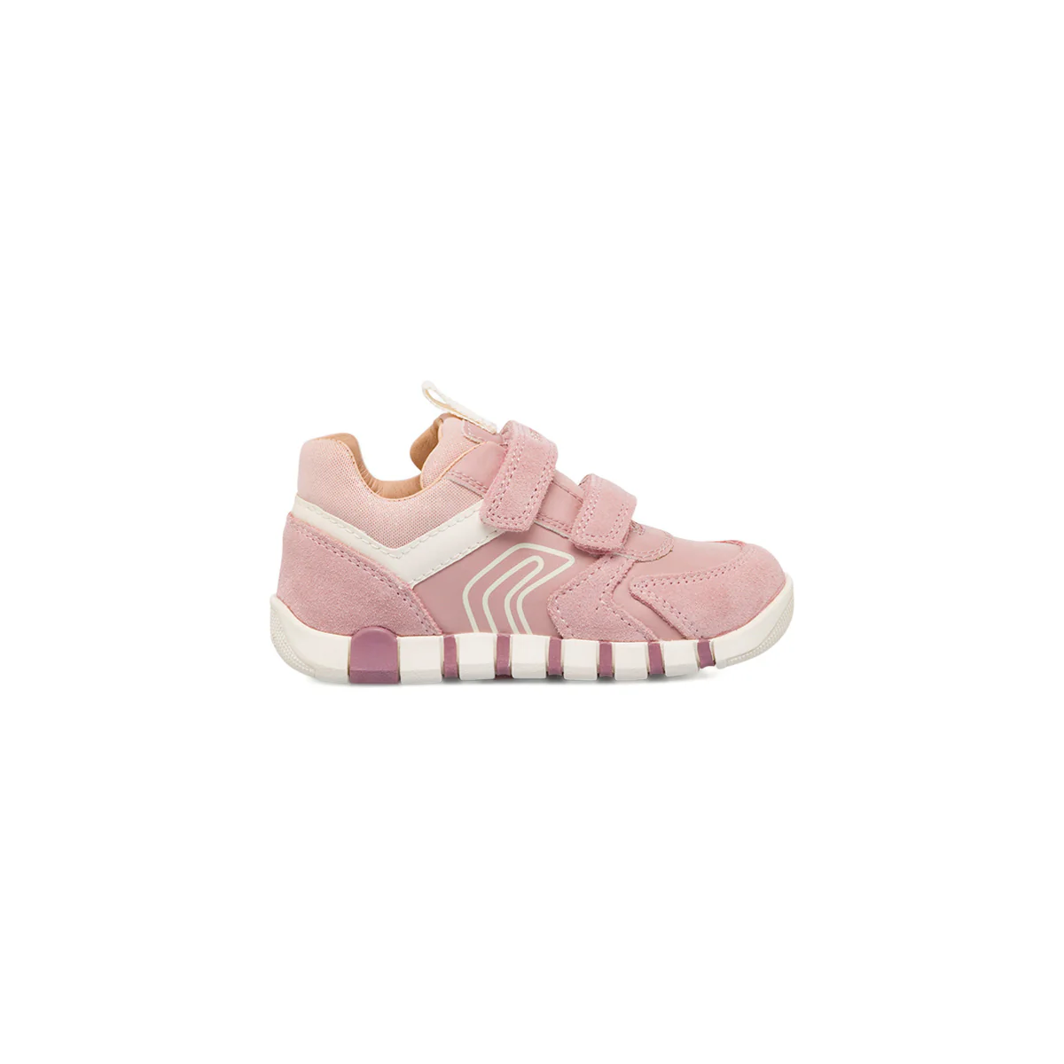 Sneakers traspiranti primi passi bambina in pelle rosa con logo Geox