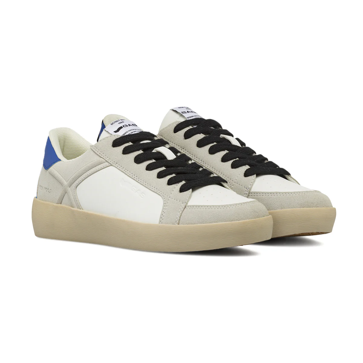 Sneakers uomo bianche con inserti effetto scamosciato Gas