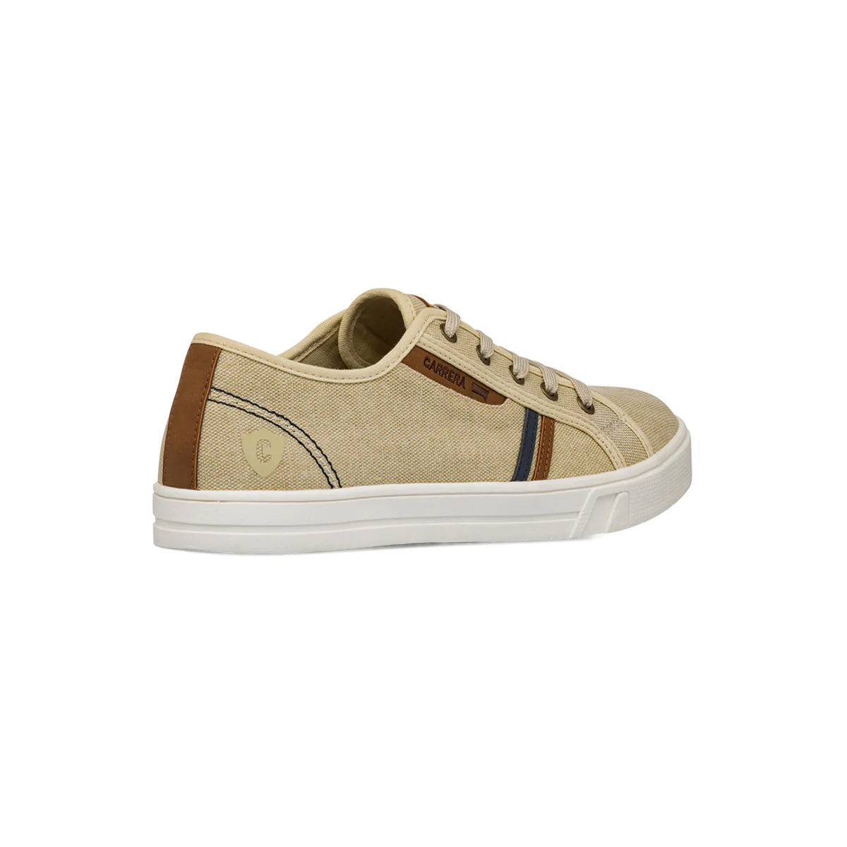 Sneakers uomo in tessuto beige con suola bianca e dettagli sportivi Carrera - Image 3
