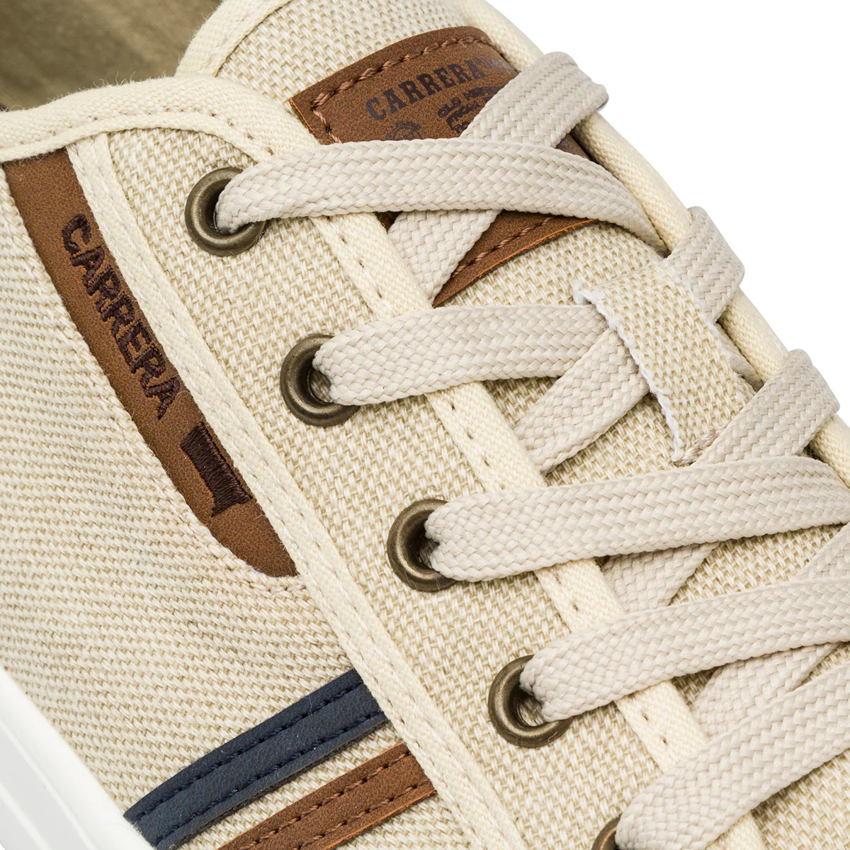 Sneakers uomo in tessuto beige con suola bianca e dettagli sportivi Carrera - Image 4