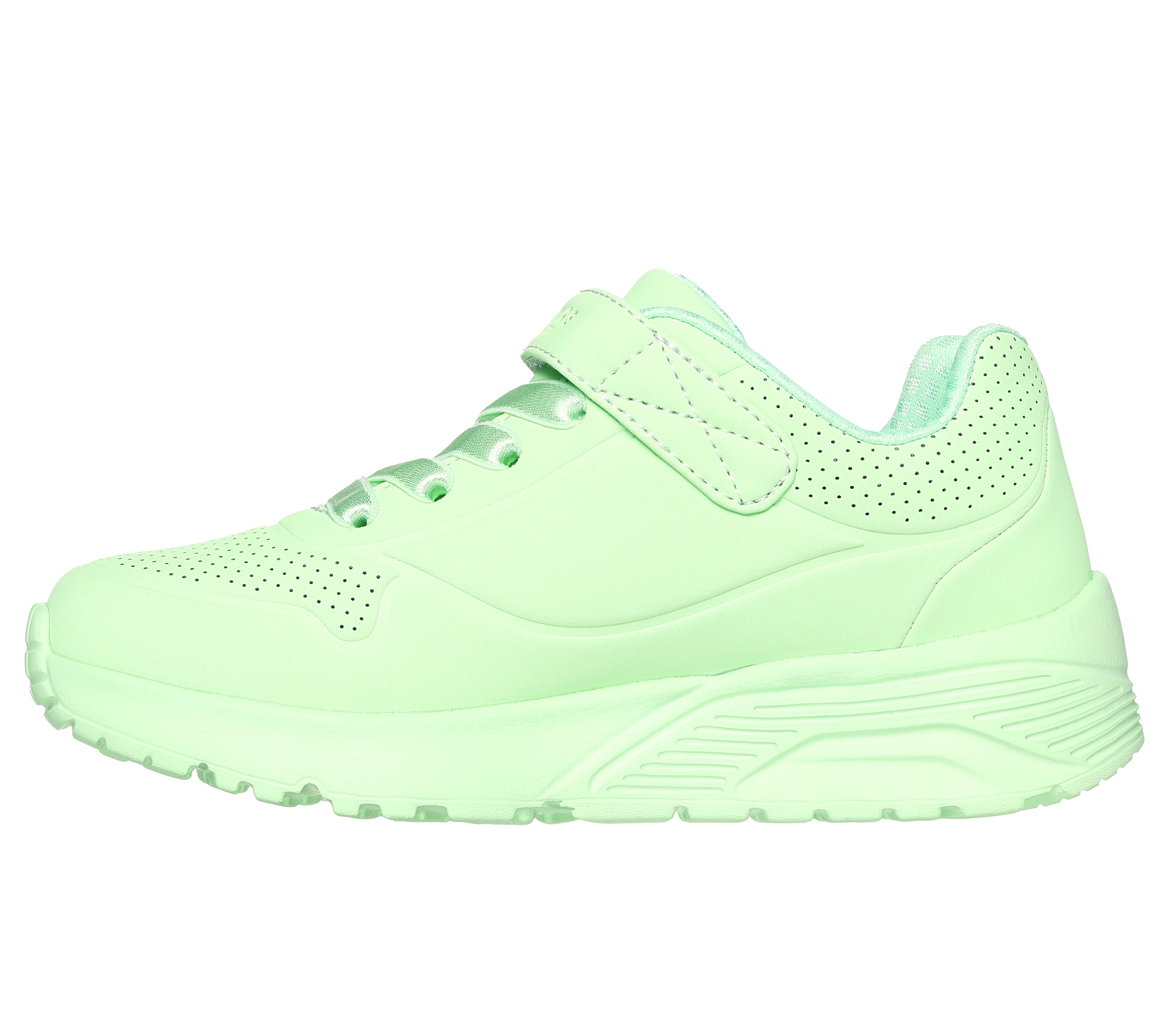 Sneakers verde chiaro da bambina con soletta Memory Foam Skechers Uno Lite - Image 5