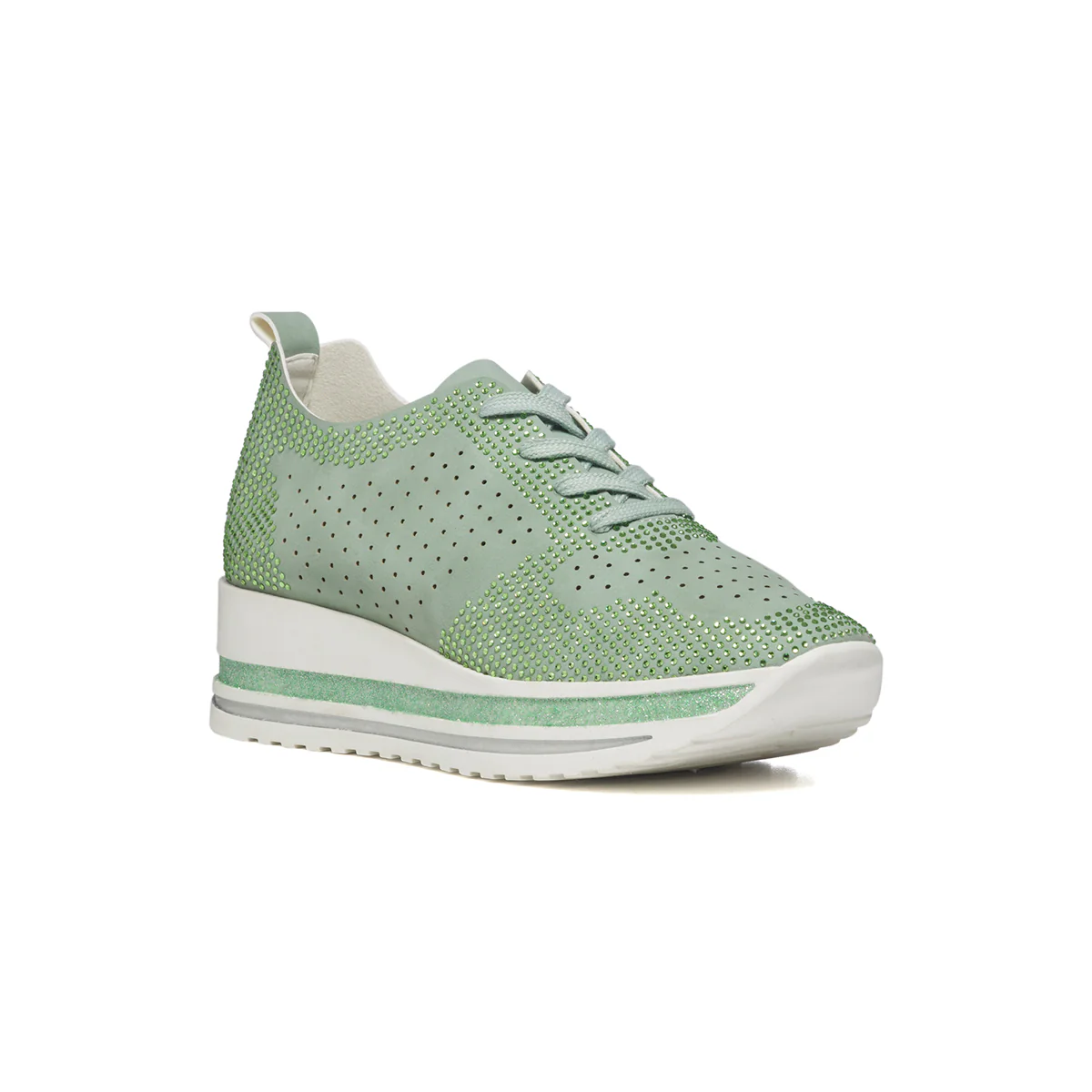 Sneakers verde con dettagli traforati e applicazione di strass Swish Jeans - Image 2