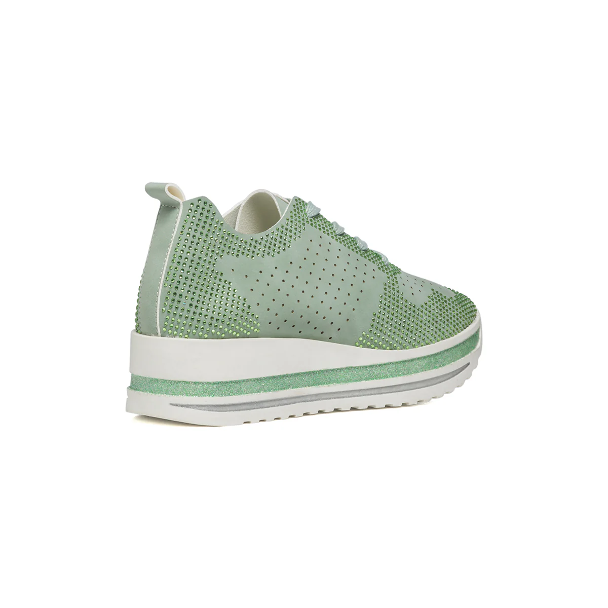 Sneakers verde con dettagli traforati e applicazione di strass Swish Jeans - Image 3