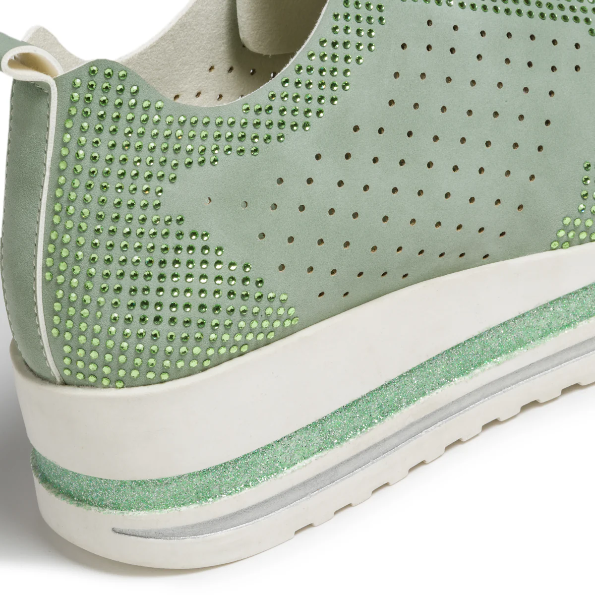 Sneakers verde con dettagli traforati e applicazione di strass Swish Jeans - Image 7