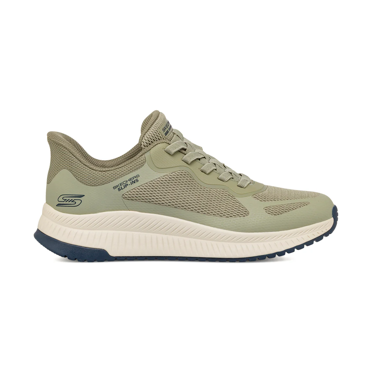 Sneakers verde miliare in tessuto mesh Memory Foam Skechers Slip-Ins