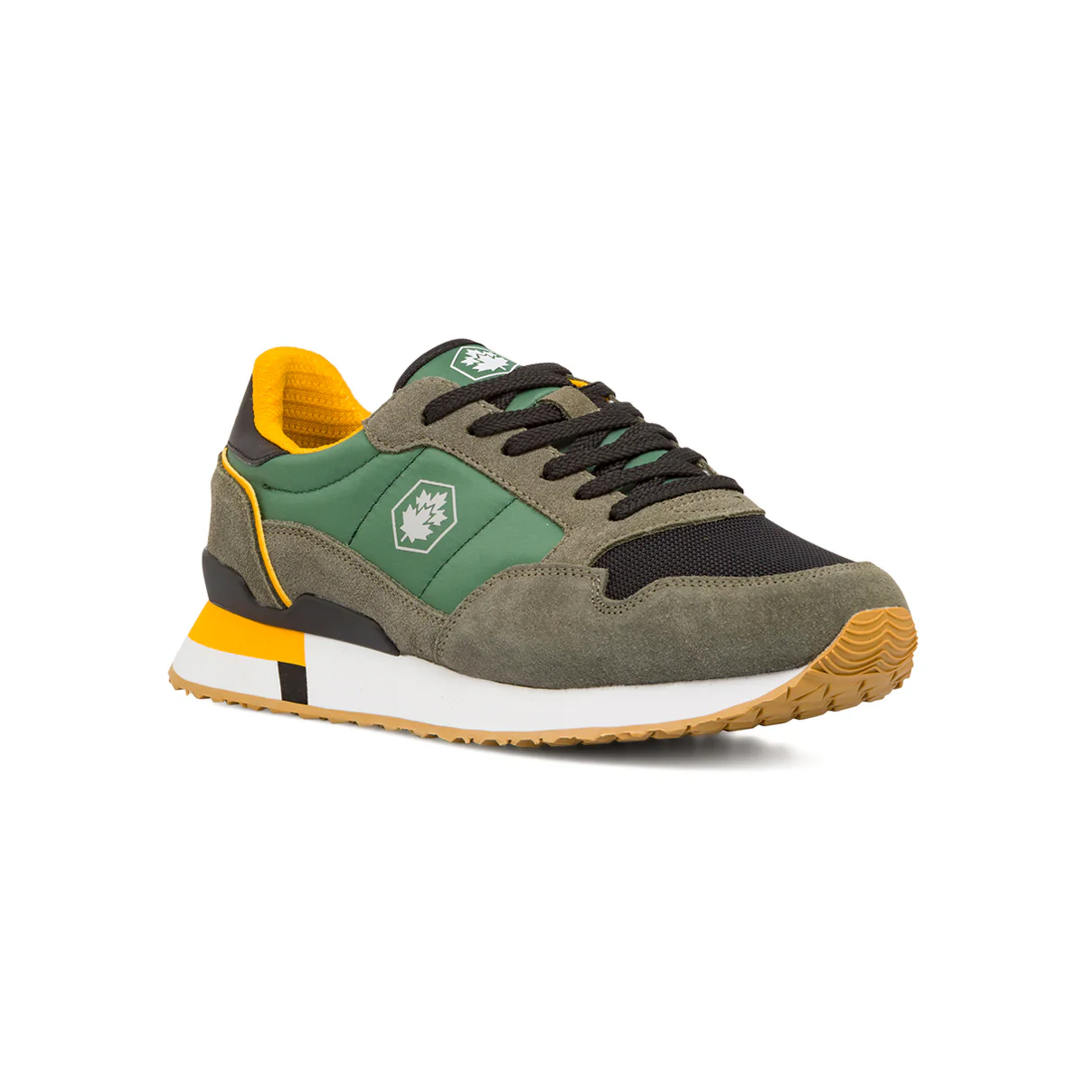 Sneakers verde militare da Uomo in tessuto e pelle con logo Lumberjack - Image 2