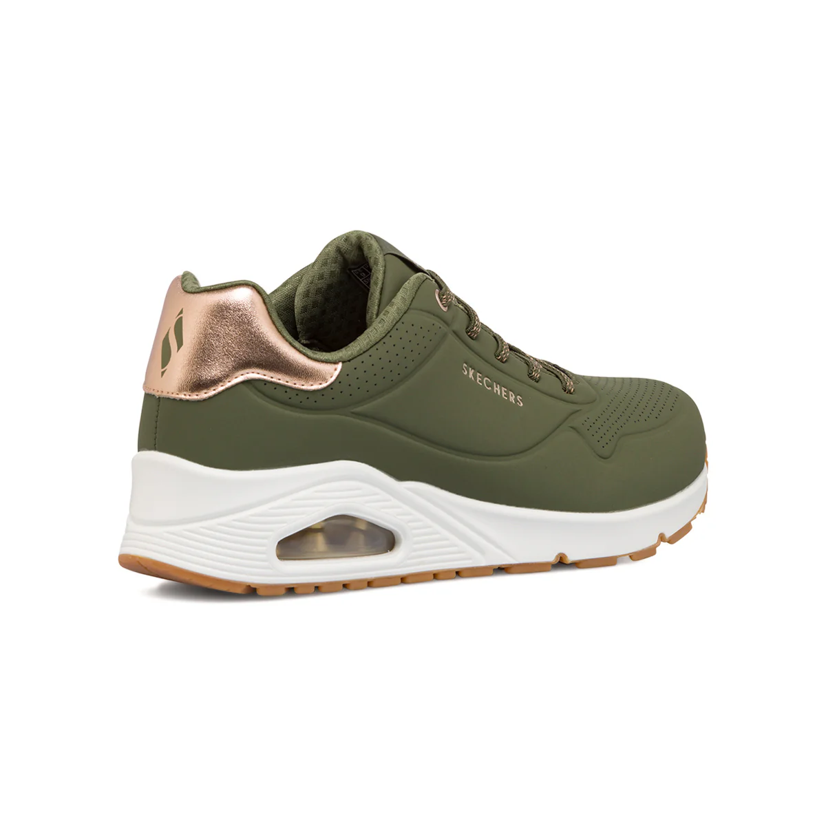 Sneakers verde oliva da donna con suola ad aria Skechers Uno - Shimmer Away - Image 4