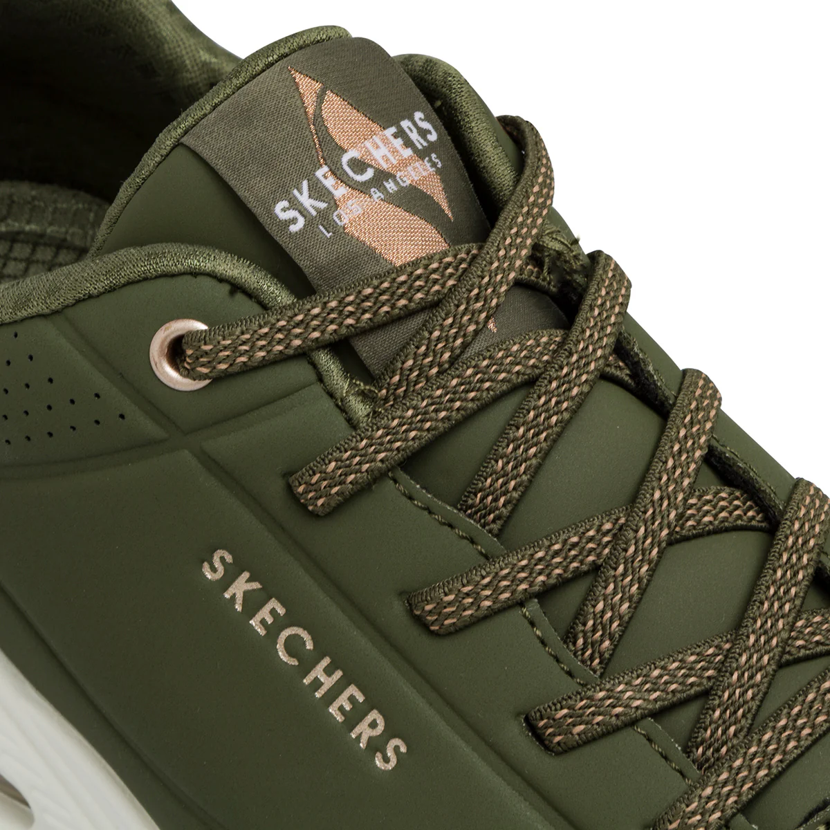Sneakers verde oliva da donna con suola ad aria Skechers Uno - Shimmer Away - Image 5