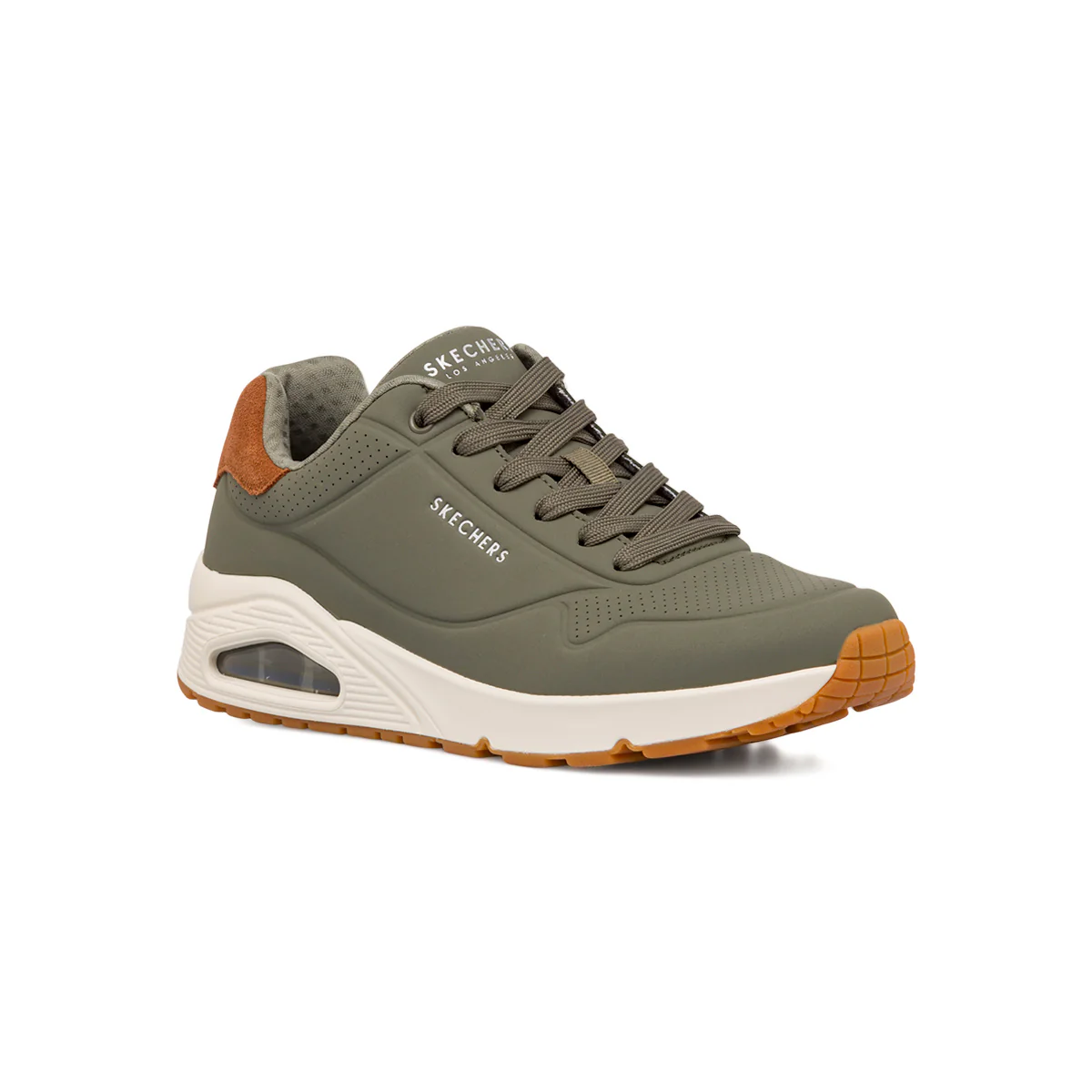 Sneakers verde oliva da uomo con soletta memory foam Skechers Uno - Image 2