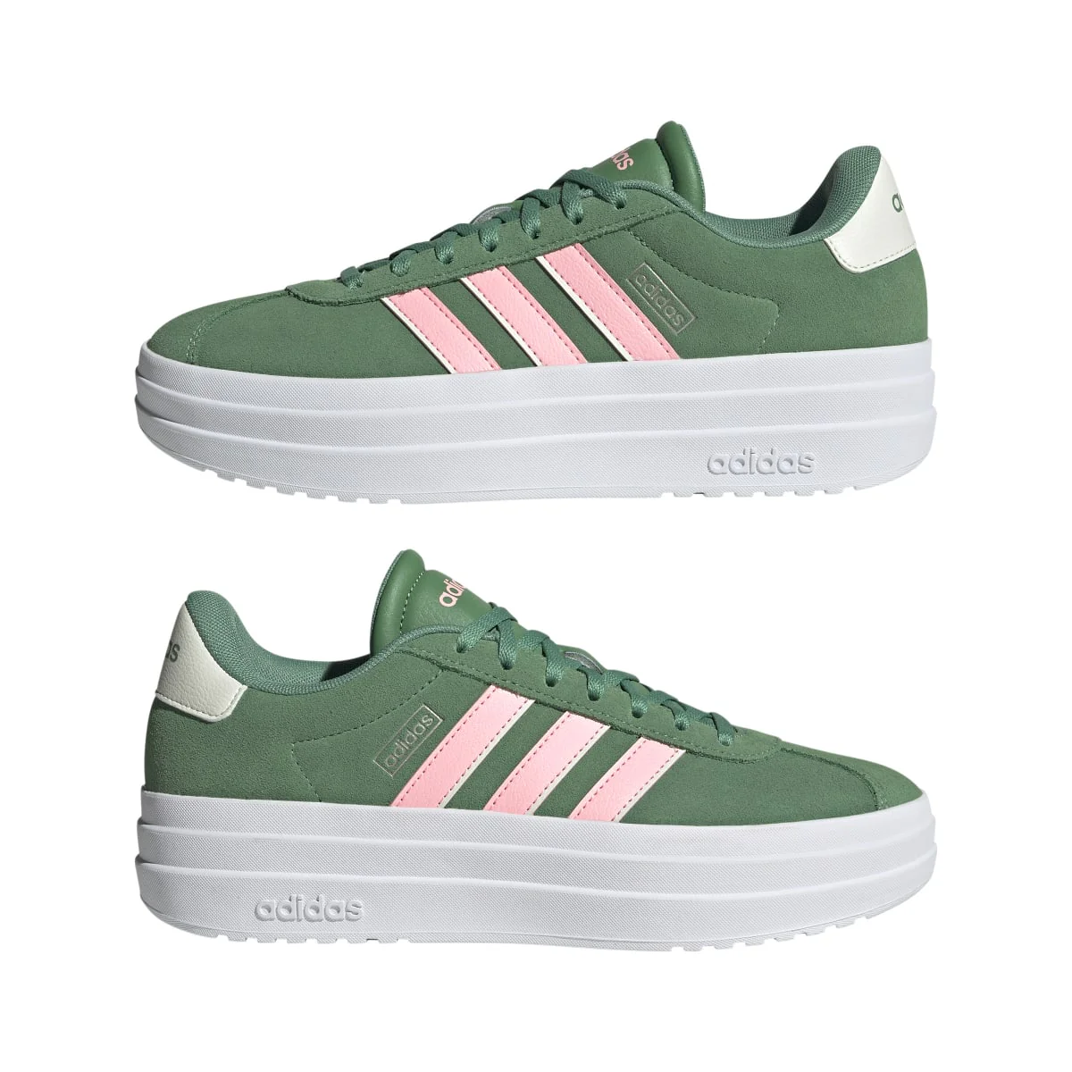 Sneakers verdi da donna in pelle effetto scamosciato adidas VL Court Bold - Image 2
