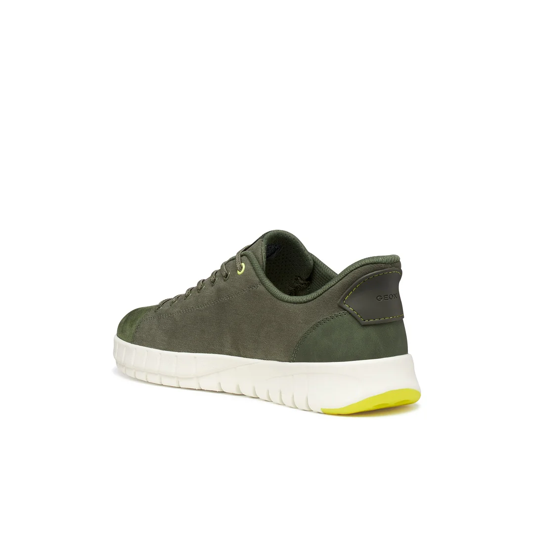 Sneakers Verdi Uomo con effetto scamosciato e suola traspirante Geox Fast In - Image 3