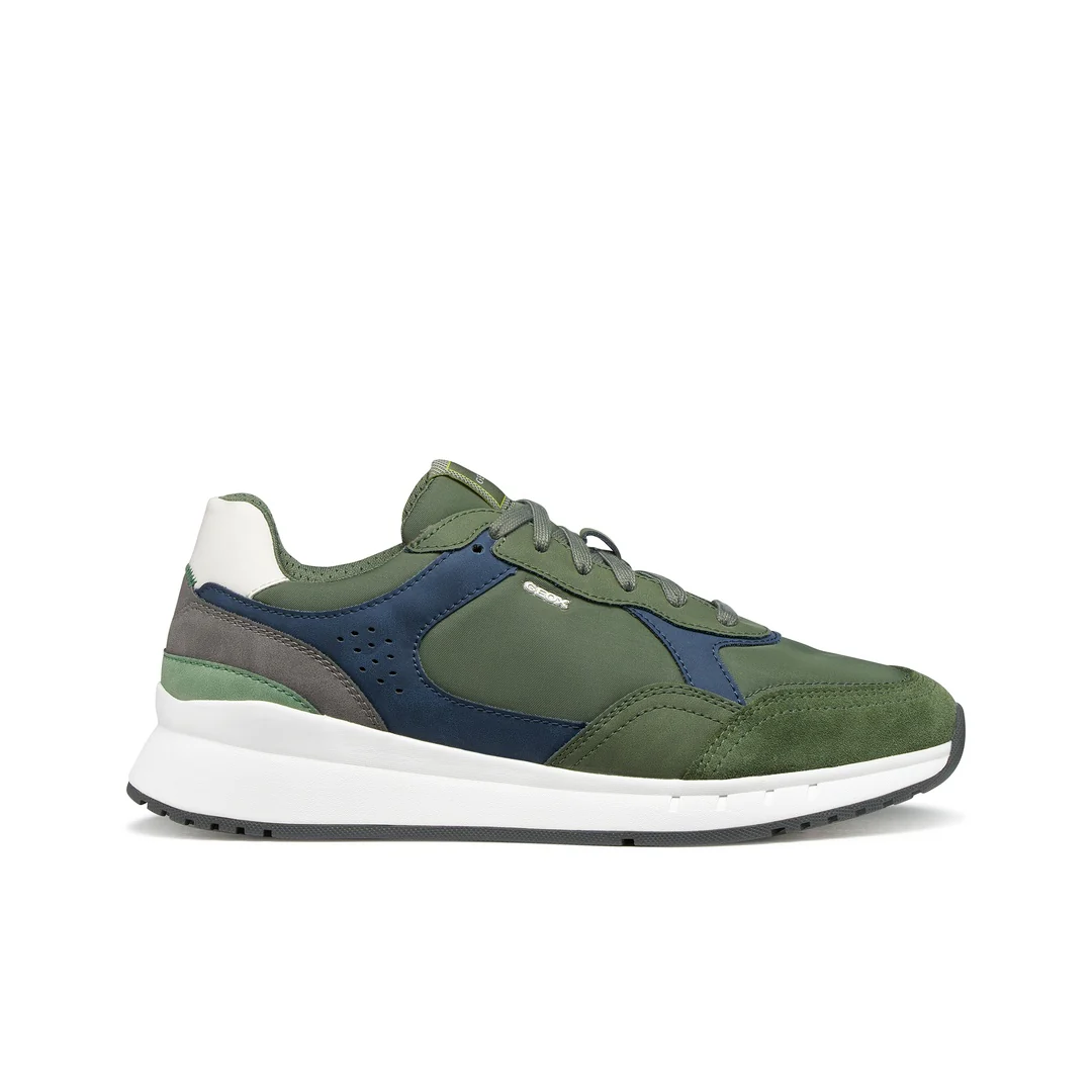 Sneakers verdi Uomo con suola traspirante effetto scamosciato Geox
