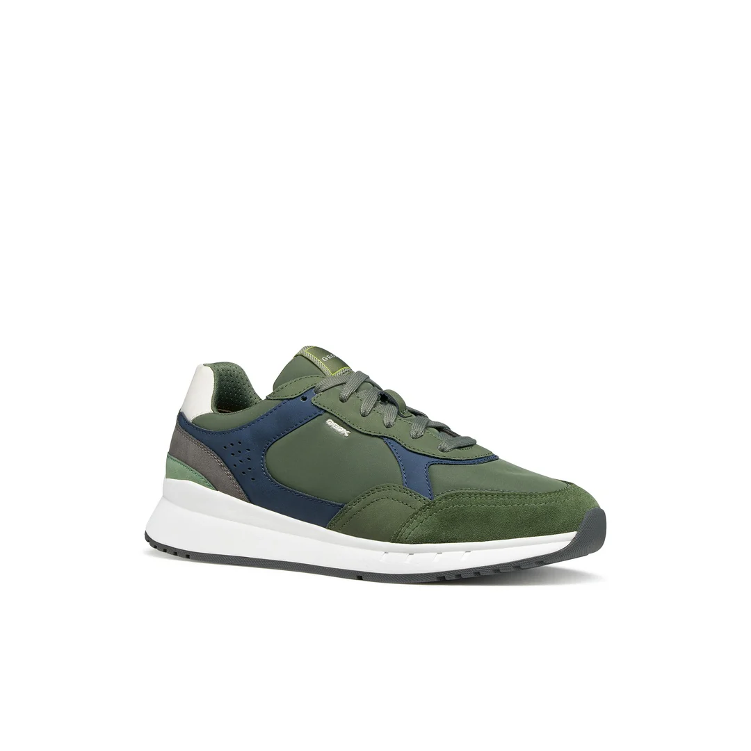 Sneakers verdi Uomo con suola traspirante effetto scamosciato Geox - Image 3