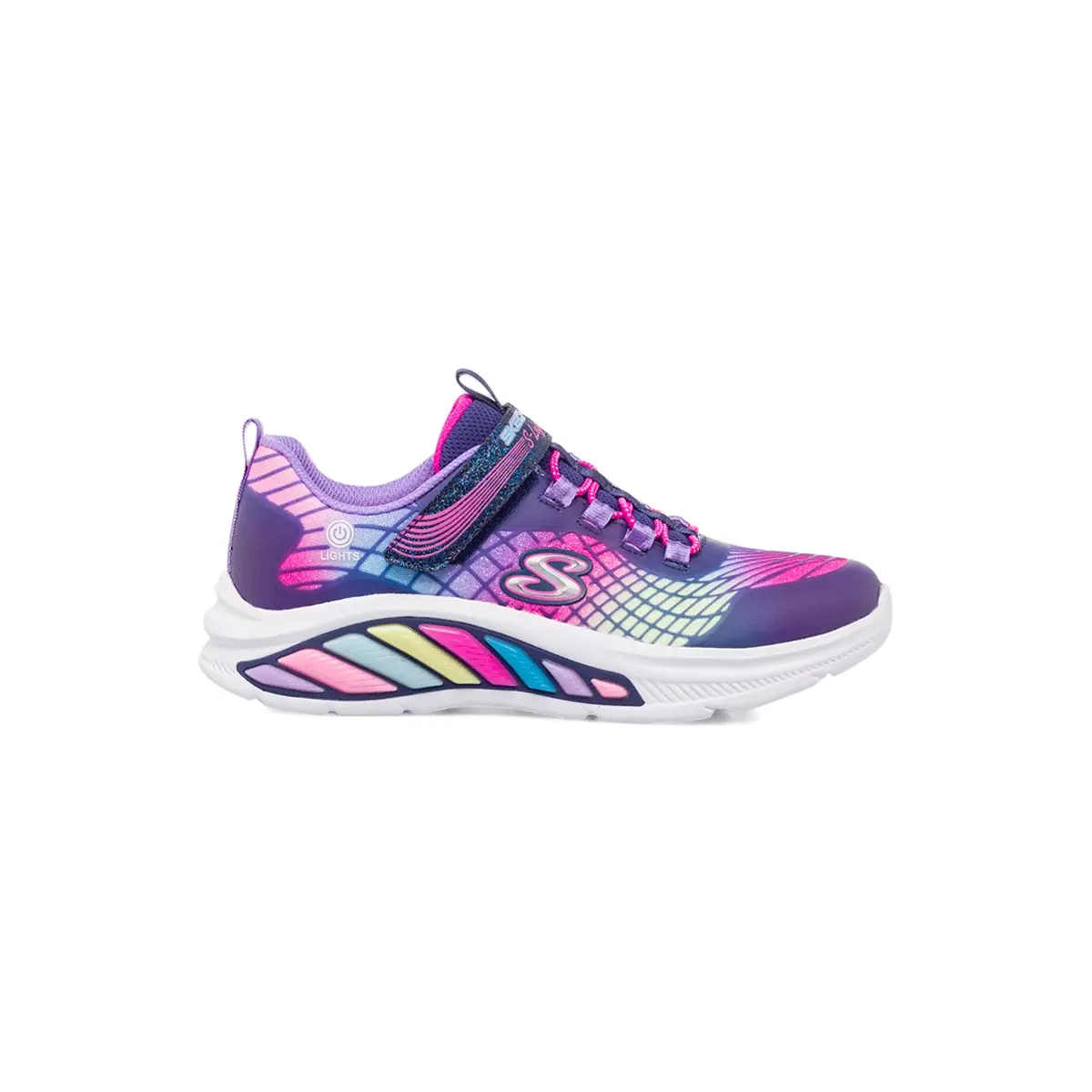 Sneakers viola da bambina con luci Skechers S Lights Rainbow