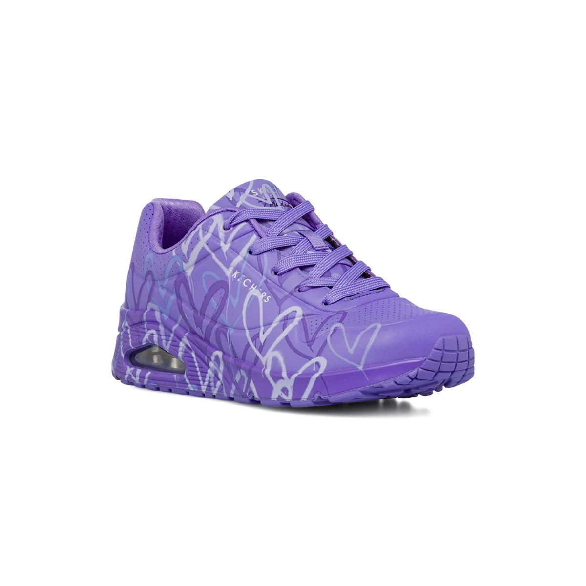 Sneakers viola da Donna Skechers Uno con cuori e soletta memory foam - Image 2