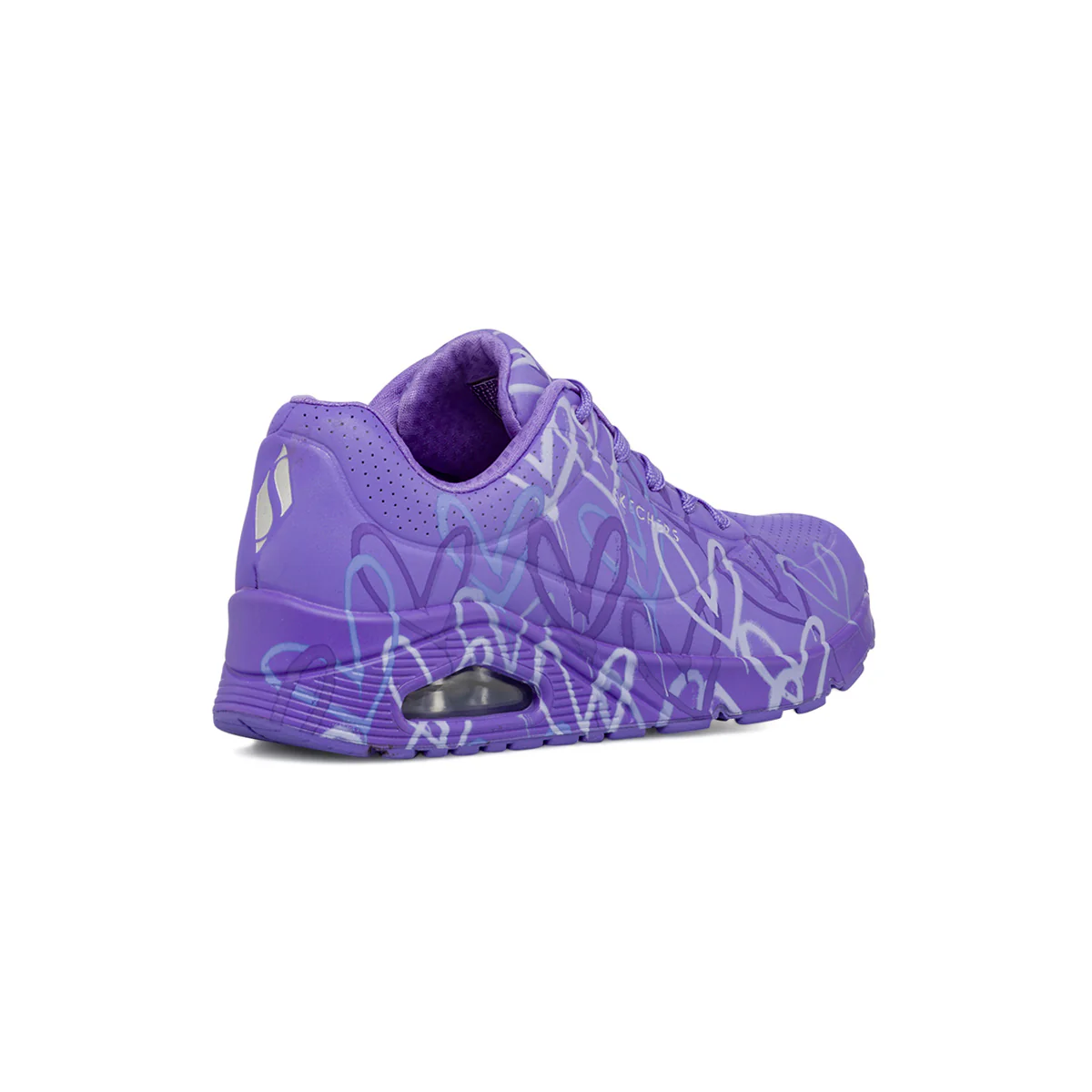 Sneakers viola da Donna Skechers Uno con cuori e soletta memory foam - Image 3