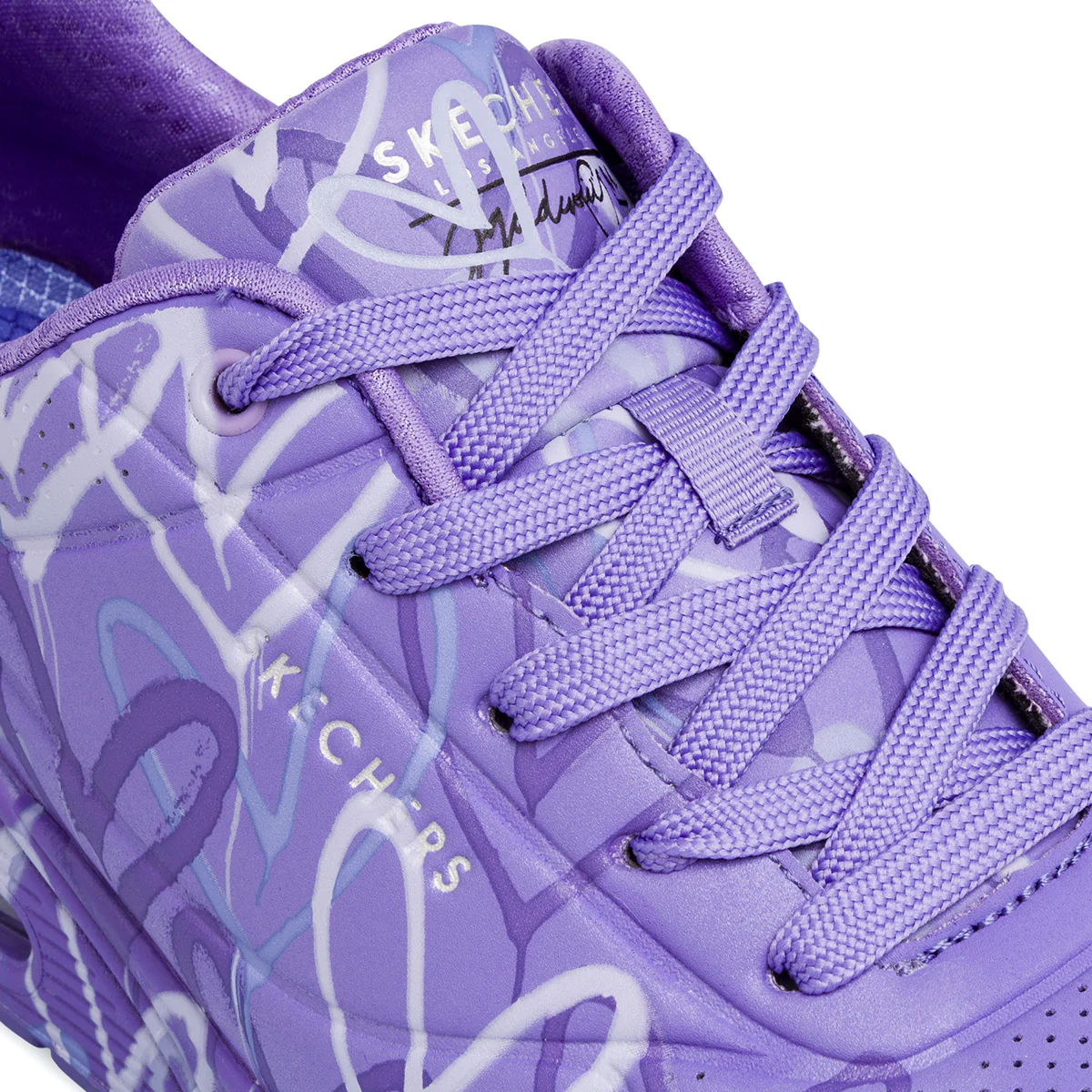 Sneakers viola da Donna Skechers Uno con cuori e soletta memory foam - Image 4