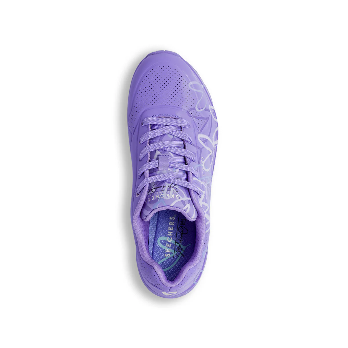 Sneakers viola da Donna Skechers Uno con cuori e soletta memory foam - Image 5