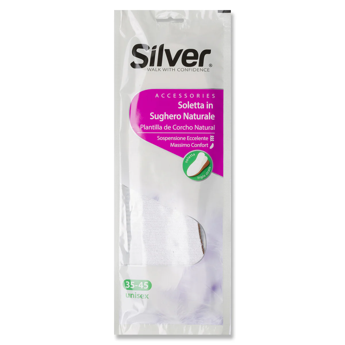 Solette triplo strato in sughero naturale Silver