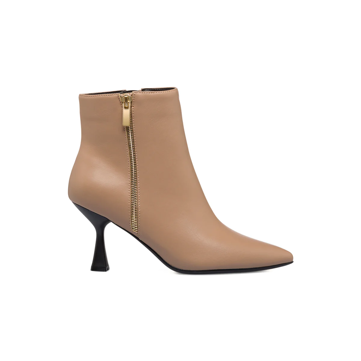 Stivaletti beige da donna con tacco a rocchetto 8 cm e zip Lora Ferres - Image 4