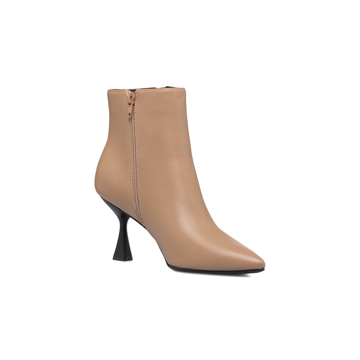 Stivaletti beige da donna con tacco a rocchetto 8 cm e zip Lora Ferres - Image 8