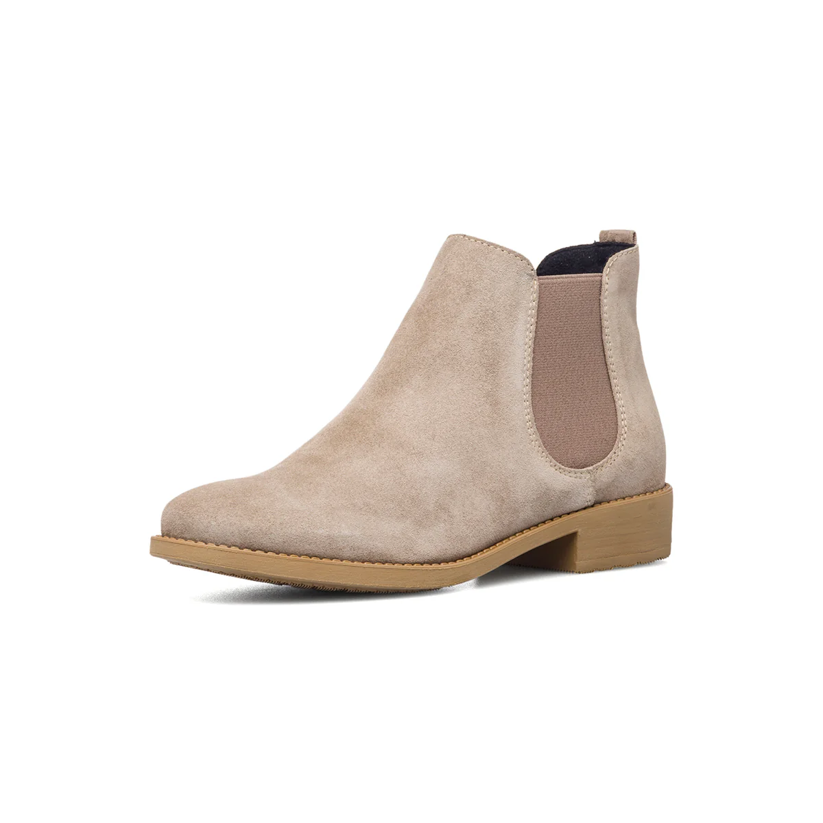 Stivaletti beige in pelle scamosciata con inserti elastici P Essentials - Image 2