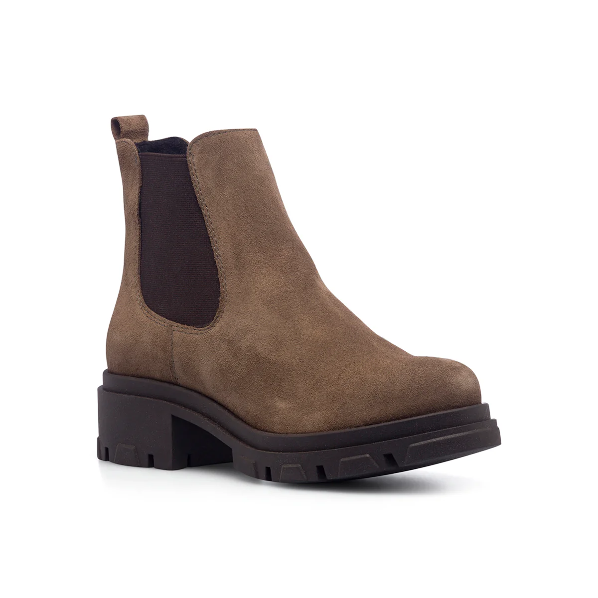 Stivaletti beige in pelle scamosciata da donna con inserti elastici Primopiano - Image 2