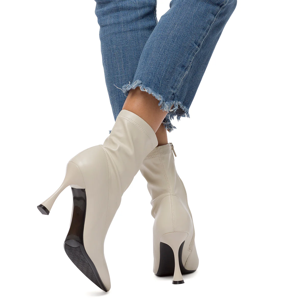 Stivaletti bianchi da donna con tacco a rocchetto 9 cm Lora Ferres - Image 7
