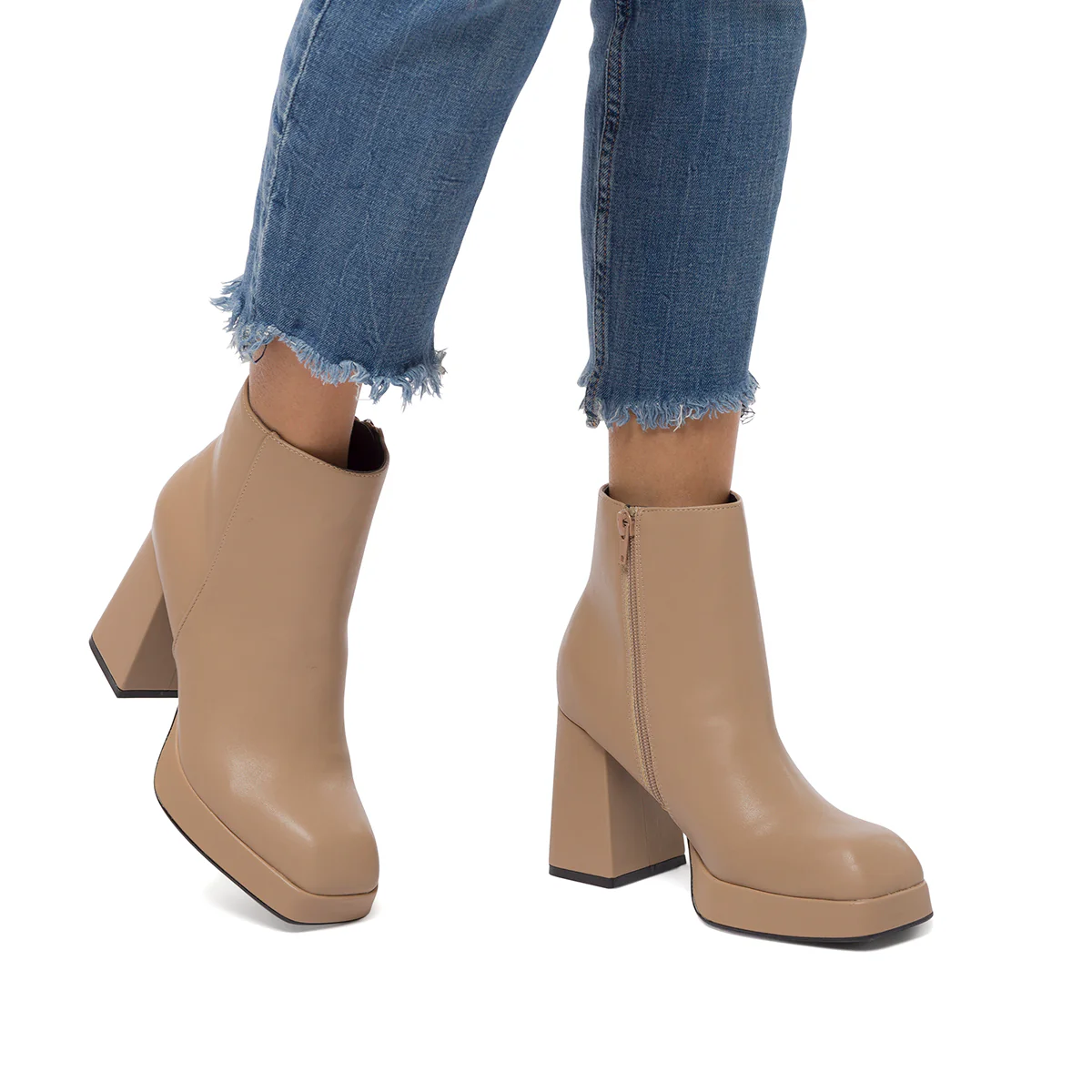 Stivaletti beige da donna con punta squadrata e tacco a blocco 9 cm  Swish Jeans - Image 2