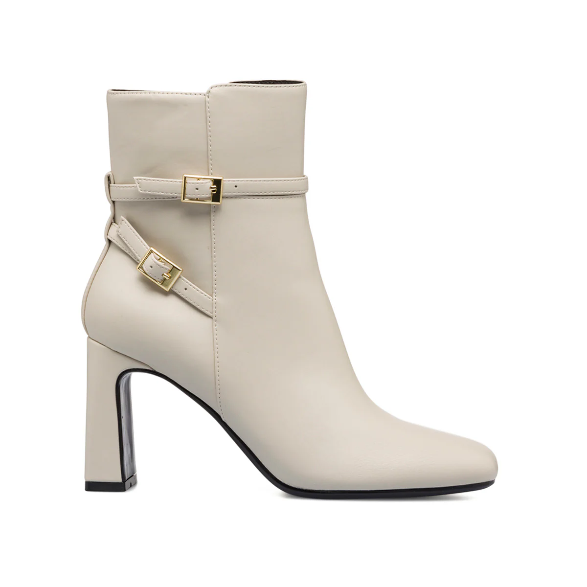 Stivaletti bianchi off-white da donna con doppio cinturino e tacco 9 cm Lora Ferres - Image 4