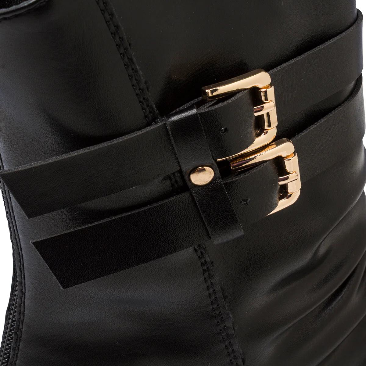 Stivaletti biker da donna neri con zip e fibbie dorate Lora Ferres - Image 3