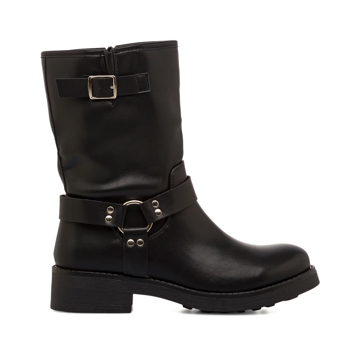 Stivaletti biker boots da donna neri con fibbie e borchie Lora Ferres