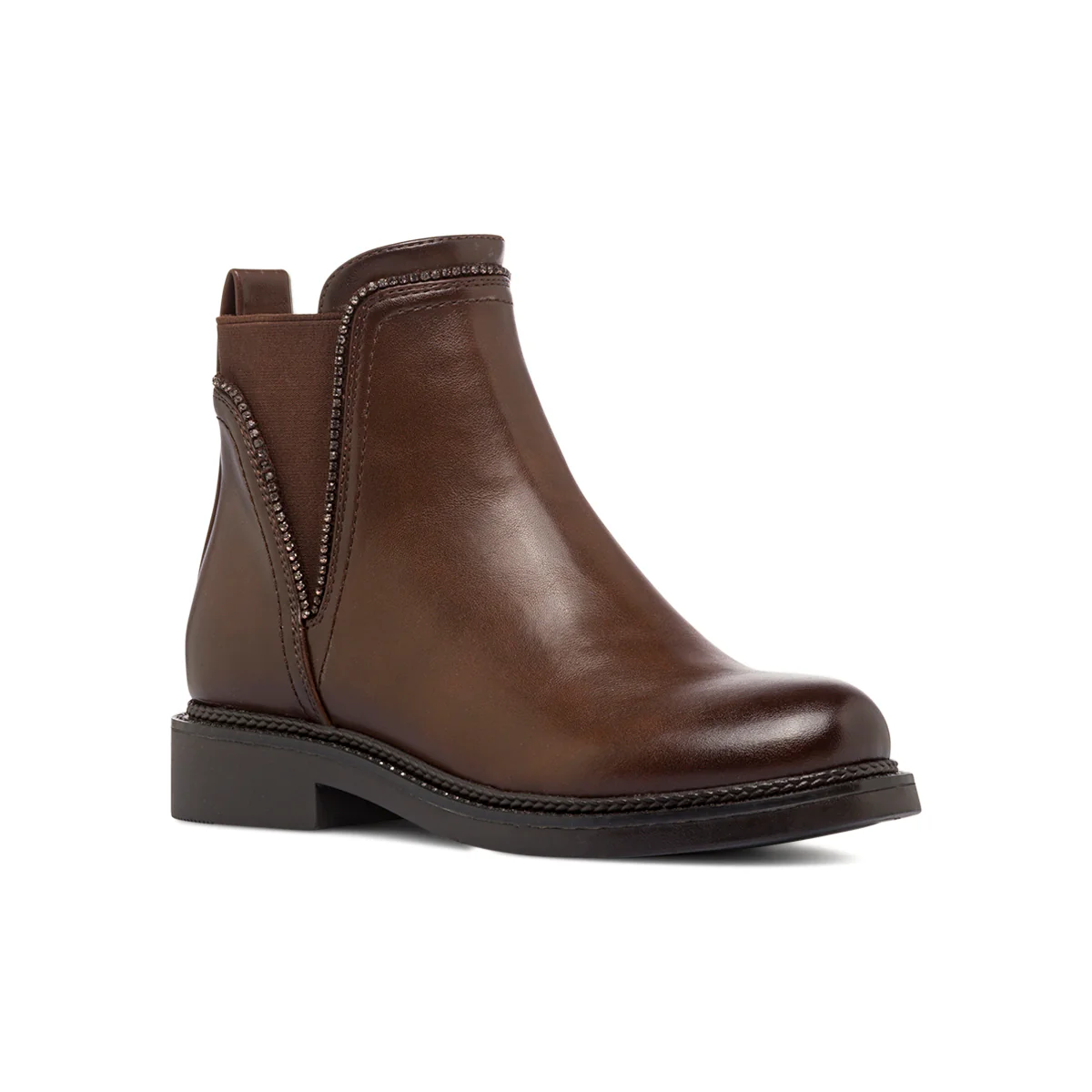 Stivaletti Chelsea marroni da Donna con zip e cristalli Lora Ferres - Image 2