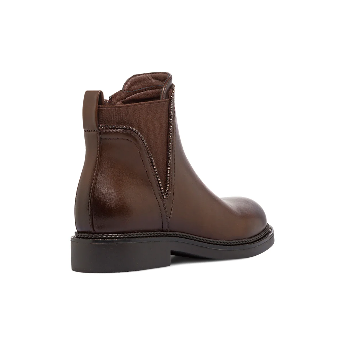 Stivaletti Chelsea marroni da Donna con zip e cristalli Lora Ferres - Image 3