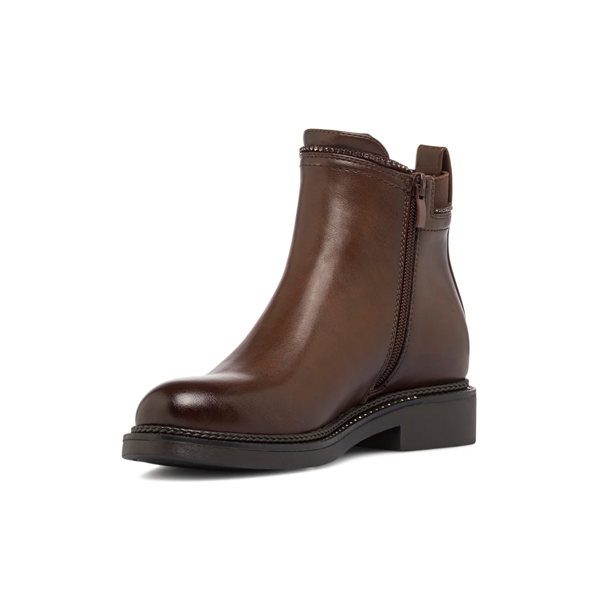 Stivaletti Chelsea marroni da Donna con zip e cristalli Lora Ferres - Image 4