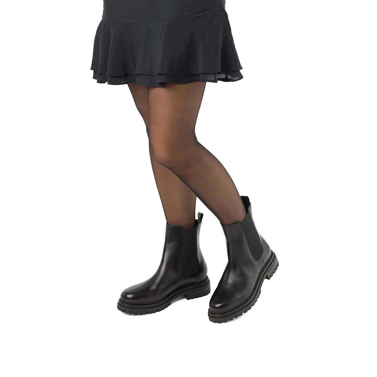 Stivaletti Chelsea neri da Donna in pelle con elastico laterale Primopiano - Image 3