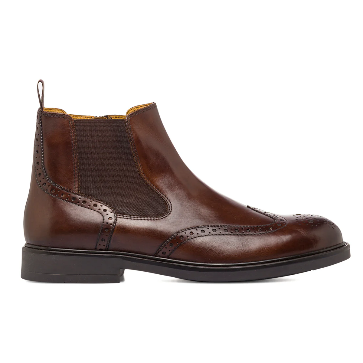 Stivaletti Chelsea uomo marroni Primopiano in pelle e inserti brogue