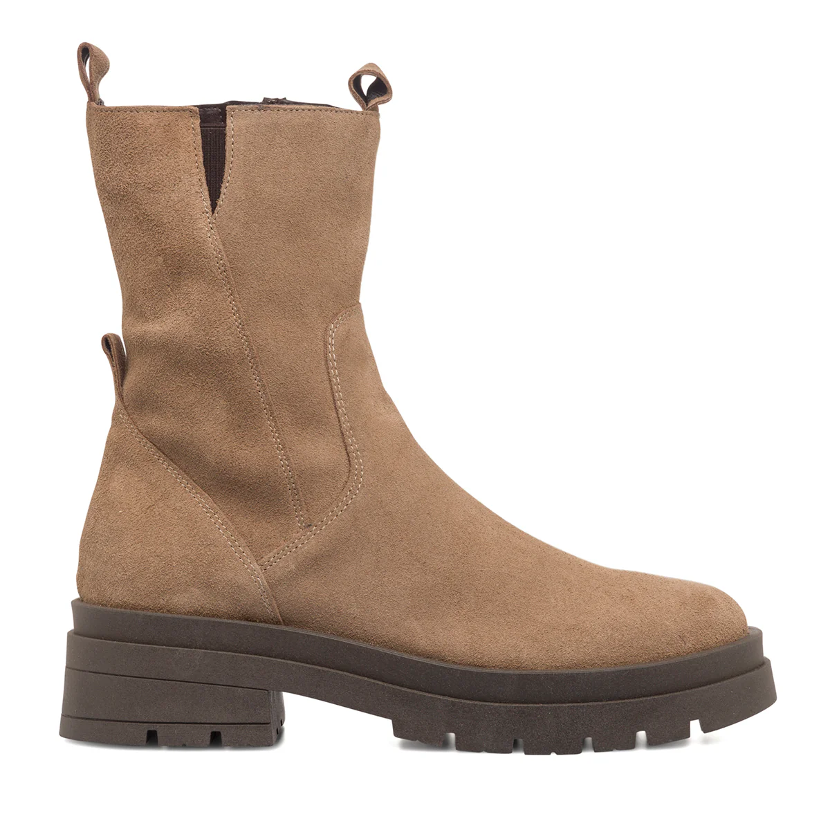Stivaletti chunky beige in pelle scamosciata da donna Primopiano