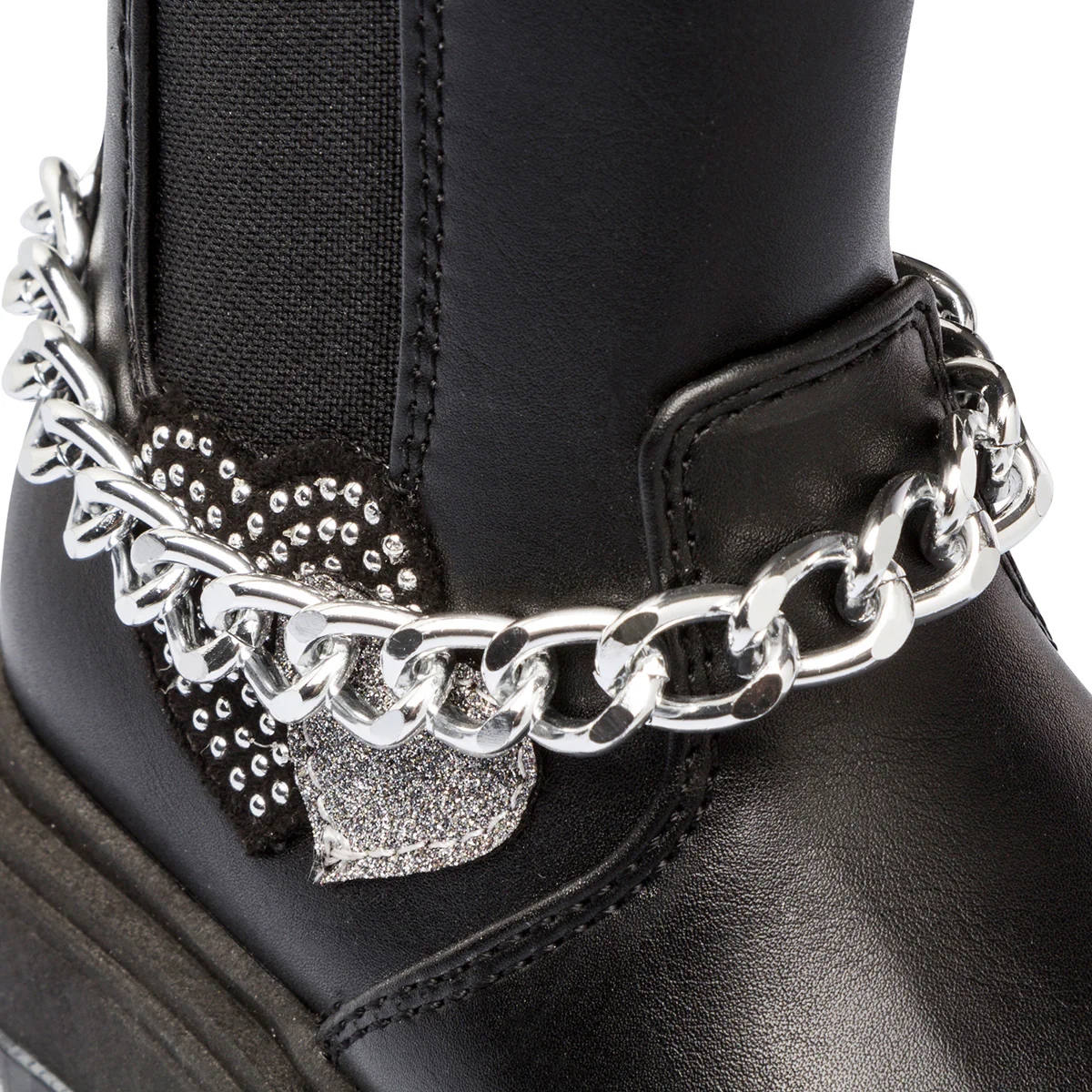 Stivaletti chunky neri da bambina con zip e catena Le scarpe di Alice - Image 7